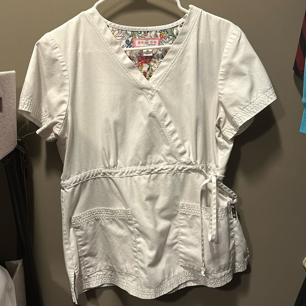 Koi Faux Wrap Scrub Top medium